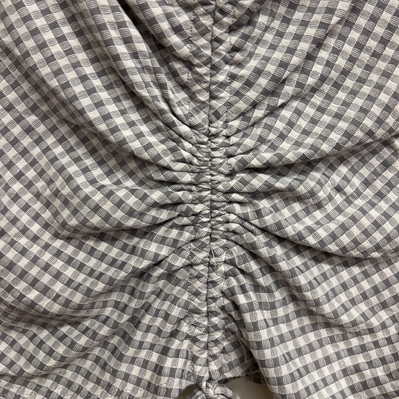 Urban Romantics Gingham Check Rushed Front Crop Top M - Picture 9 of 15